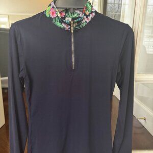Dancing Equestrian Tropical Baselayer In Navy, XS